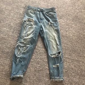 Forever 21 high waisted distressed mom jeans